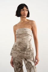 Grover Rad Calypso strapless top cotton linen tube top with antique art print