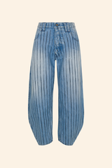 Grover Rad Billie Curved blue denim jean with stripes