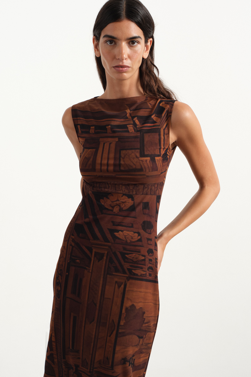 Marquetry Midi Dress