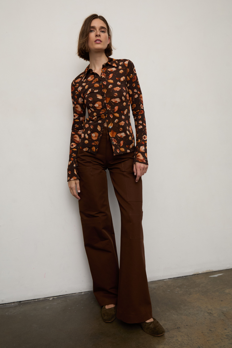 Grover Rad artist jonathan yeo collaboration falling leaves collage female genitalia fitted collared button down shirt