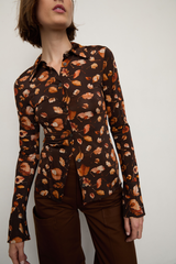 Grover Rad artist jonathan yeo collaboration falling leaves collage female genitalia fitted collared button down shirt