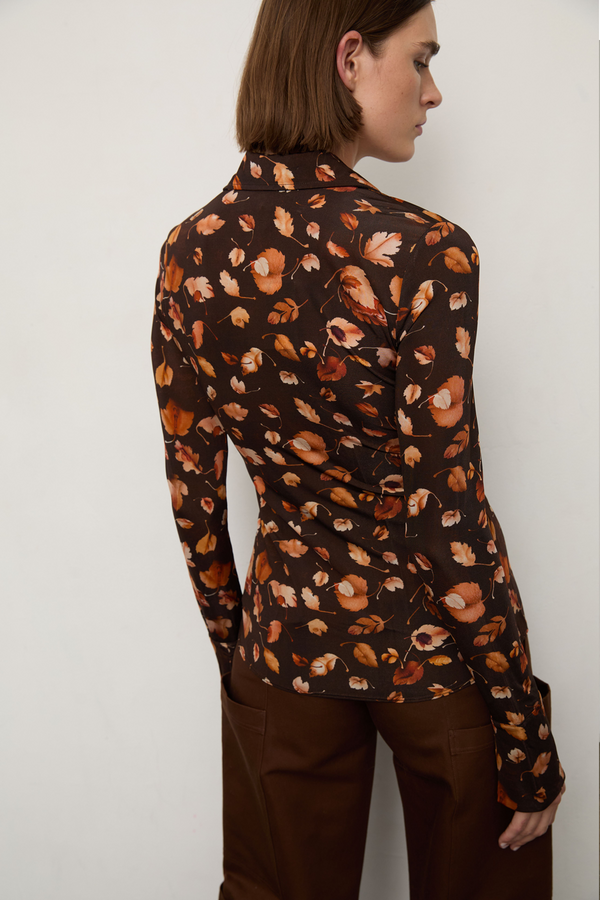 Grover Rad artist jonathan yeo collaboration falling leaves collage female genitalia fitted collared button down shirt