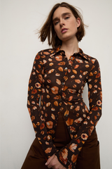 Grover Rad artist jonathan yeo collaboration falling leaves collage female genitalia fitted collared button down shirt