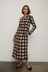 Grover Rad plaid wool coat silk lining jonathan yeo art falling leaves asymmetrical closure