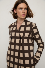 Grover Rad plaid wool coat silk lining jonathan yeo art falling leaves asymmetrical closure