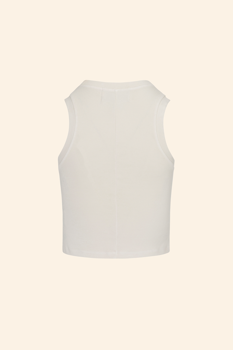 Grover Rad Inferno Tank greetings from los angeles california forest fires racer back white cotton cropped