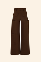 Grover Rad brown wide legged high waisted pant with big pockets cargo cotton 