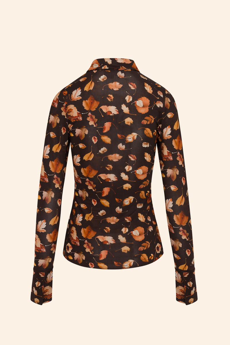 Grover Rad artist jonathan yeo collaboration falling leaves collage female genitalia fitted collared button down shirt