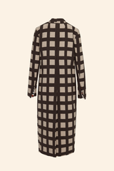 Grover Rad plaid wool coat silk lining jonathan yeo art falling leaves asymmetrical closure