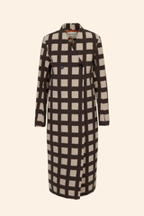 Grover Rad plaid wool coat silk lining jonathan yeo art falling leaves asymmetrical closure