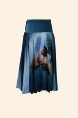 Grover Rad Fantasy Skirt midi pleated printed vintage photograph navy blue white cotton