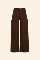 Grover Rad brown wide legged high waisted pant with big pockets cargo cotton 