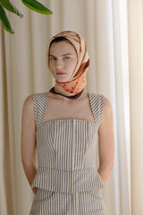 Cotton ticking corset top zip front striped print