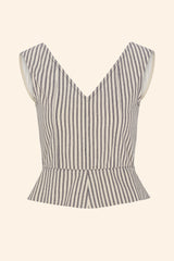 Cotton ticking corset top back striped print